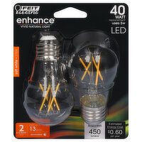 Feit Electric Bulbs, LED, Soft White, Clear, 5 Watts, 2 Each