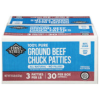First Street Beef Chuck Patties, Ground, 80%/20%, 100% Pure, 10 Pound