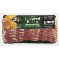 First Street Bacon, Naturally Applewood Smoked, Uncured, Sliced, 12 Ounce