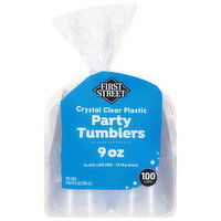 First Street Tumblers, Crystal Clear, Plastic, 9 Ounce , 100 Each