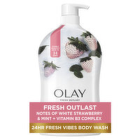 Olay Fresh Outlast Body Wash, White Strawberry & Mint, 33 FL OZ, 30 Ounce