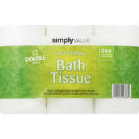 Simply Value Bathroom Tissue, Soft & Strong, Double Rolls, 2 Ply, 347.85 Square foot
