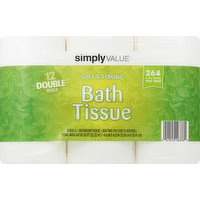 SIMPLY VALUE Bathroom Tissue, Soft & Strong, Double Rolls, 2 Ply, 12 Each