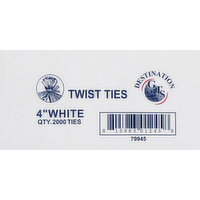 GTS Twist Ties, White, 4 Inch, 2000 Each