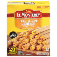 El Monterey Taquitos, Egg, Bacon & Cheese, 20 Each