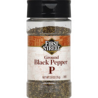 First Street Black Pepper, Ground, 2.8 Ounce