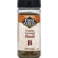 First Street Basil, Coarse Ground, 3 Ounce