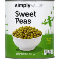 Simply Value Peas, Sweet, 106 Ounce