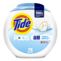 Tide PODS Free & Gentle Liquid Laundry Detergent Pacs, 76 Each