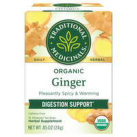 Traditional Medicinals Herbal Supplement, Organic, Ginger, Tea Bags, 16 Each