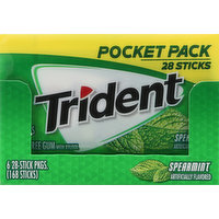 Trident Gum, Sugar Free, Spearmint, Pocket Pack, 6 Each