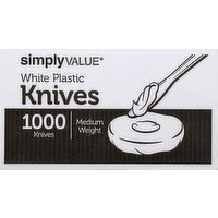 Simply Value Knives, White Plastic, Medium Weight, 1000 Each