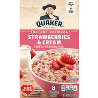 Quaker Oatmeal, Instant, Strawberries & Cream, 8 Each