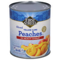 First Street Peaches, In Heavy Syrup, Yellow Cling, Sliced, 29 Ounce