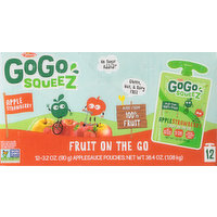 GoGo Squeez Applesauce, Apple Strawberry, Fruit on the Go, 12 Each