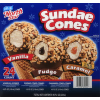 North Star Sundae Cones, Vanilla, Fudge, Caramel, 24 Each