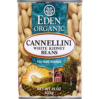 Eden Kidney Beans, No Salt Added, White, Cannellini, 15 Ounce