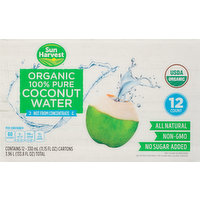 Sun Harvest Coconut Water, Organic, 100% Pure, 12 Each