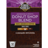 FIRST STREET Coffee, 100% Arabica, Medium Roast, Donut Shop Blend, Pods, 12 Each