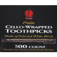 Poly King Toothpicks, Plain, Cello-Wrapped, 500 Each