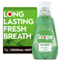 Crest Scope Classic Mouthwash Original Mint, 1L (Green), 33.81 Ounce