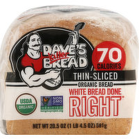 Dave's Killer Bread Bread, Organic, White Bread Done Right,Thin-Sliced, 20.5 Ounce