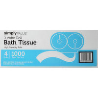 Simply Value Bath Tissue, Jumbo Roll, Two-Ply, 4 Each