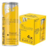 Red Bull Yellow Edition Energy Drink, Tropical, 80mg Caffeine, 8.4 fl oz, 33.6 Ounce