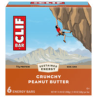 Clif Bar Energy Bars, Crunchy Peanut Butter, 6 Each
