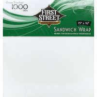 First Street Sandwich Wrap, Grease Resistant, 15 Inches x 16 Inches, 1000 Each