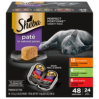 Sheba Cat Food, Premium, Pate in Natural Juices, Variety Pack, 48 Each