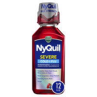 Vicks NyQuil SEVERE Cold & Flu Liquid Medicine, Berry, 12 FL OZ, 12 Ounce