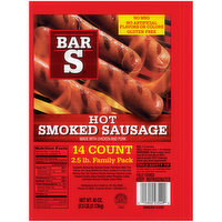 Bar S Hot Smoked Sausage, 40 Ounce