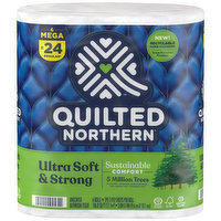 QUILTED NORTHERN Toilet Paper, Unscented, Mega Rolls, 2-Ply, 6 Each