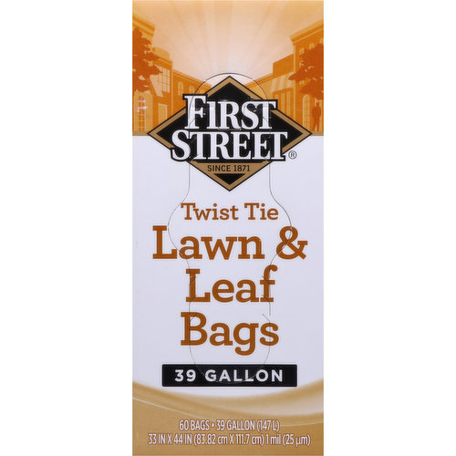 First Street Lawn & Leaf Bags, Twist Tie, 39 Gallon - Smart & Final