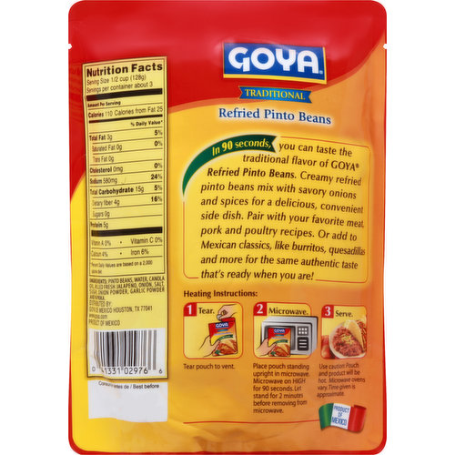 Goya Pinto Beans, Refried, Traditional