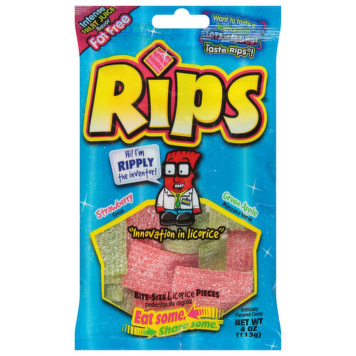 Rips Candy, Fat Free, Strawberry, Bite Size