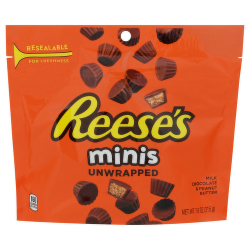 Reese's Milk Chocolate & Peanut Butter Cups, Minis, Unwrapped