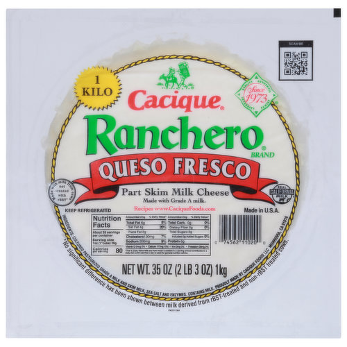 Queso Fresco cacique Cheese,Ranchero Part Skim Milk Cheese
