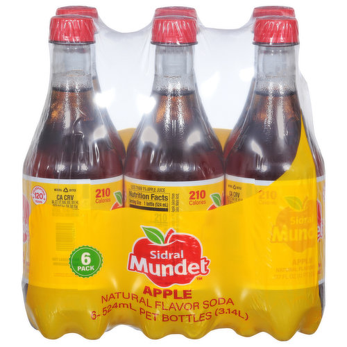 Sidral Mundet Soda, Apple, 6 Pack
