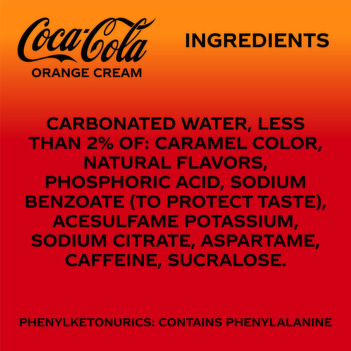 Coca-Cola Zero Sugar  Orange Cream Soda Soft Drink Fridge Pack