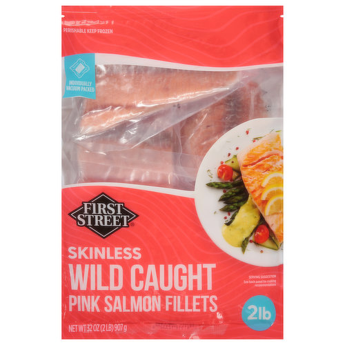 First Street Pink Salmon Fillets, Wild Caught, Skinless