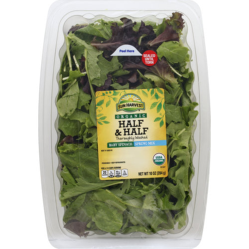 Sun Harvest Baby Spinach, Organic, Half & Half