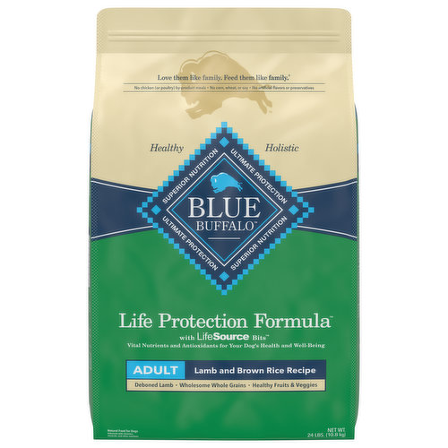 Blue Buffalo Food for Dogs, Natural, Lamb and Brown Rice Recipe, Adult