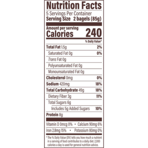 Thomas' Plain Pre-sliced Mini Bagels, 10 count, 15 oz