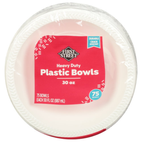 First Street Plastic Bowls, Heavy Duty, 30 Ounce