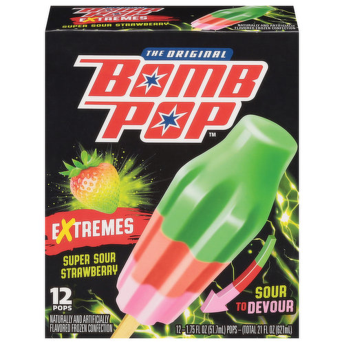 Bomb Pop Pops, Super Sour Strawberry, Extremes
