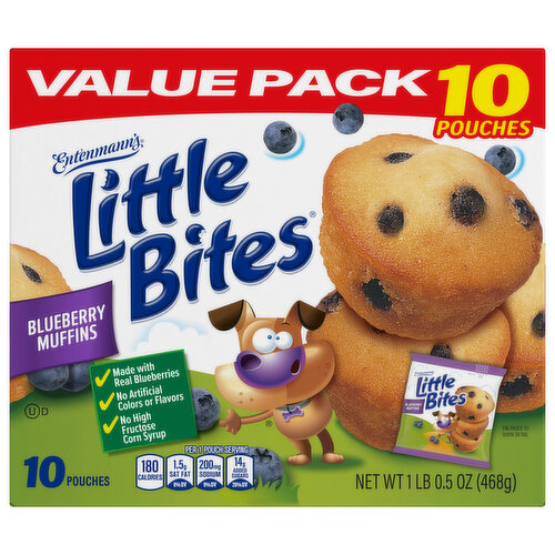 Entenmann's Blueberry Mini Muffins, Value Pack, 10 packs, (4 ct each), 16.5 lbs  Case