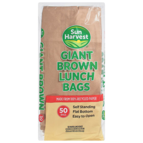 Sun Harvest Lunch Bags, Brown, Giant