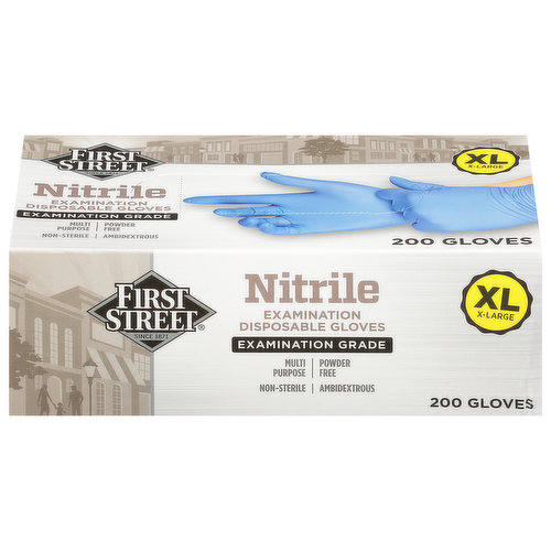 First Street Disposable Gloves, Examination, Nitrile, X-Large